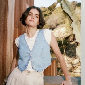 Madewell Cotton Hemp Denim Katrina Crop Vest Top